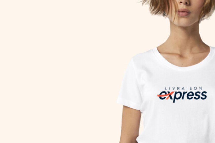 T-shirt blanc imprimé du logo Livraison Express