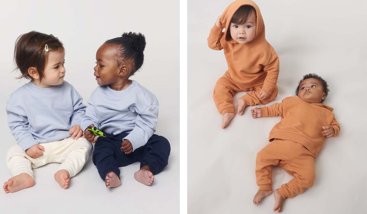 Vêtements pour bébé en coton bio à personnaliser : t-shirt, pull, sweat à capuche et jogging