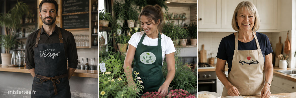 Tablier personnalisé - tablier personnalisable cuisine - jardinage - Mistertee