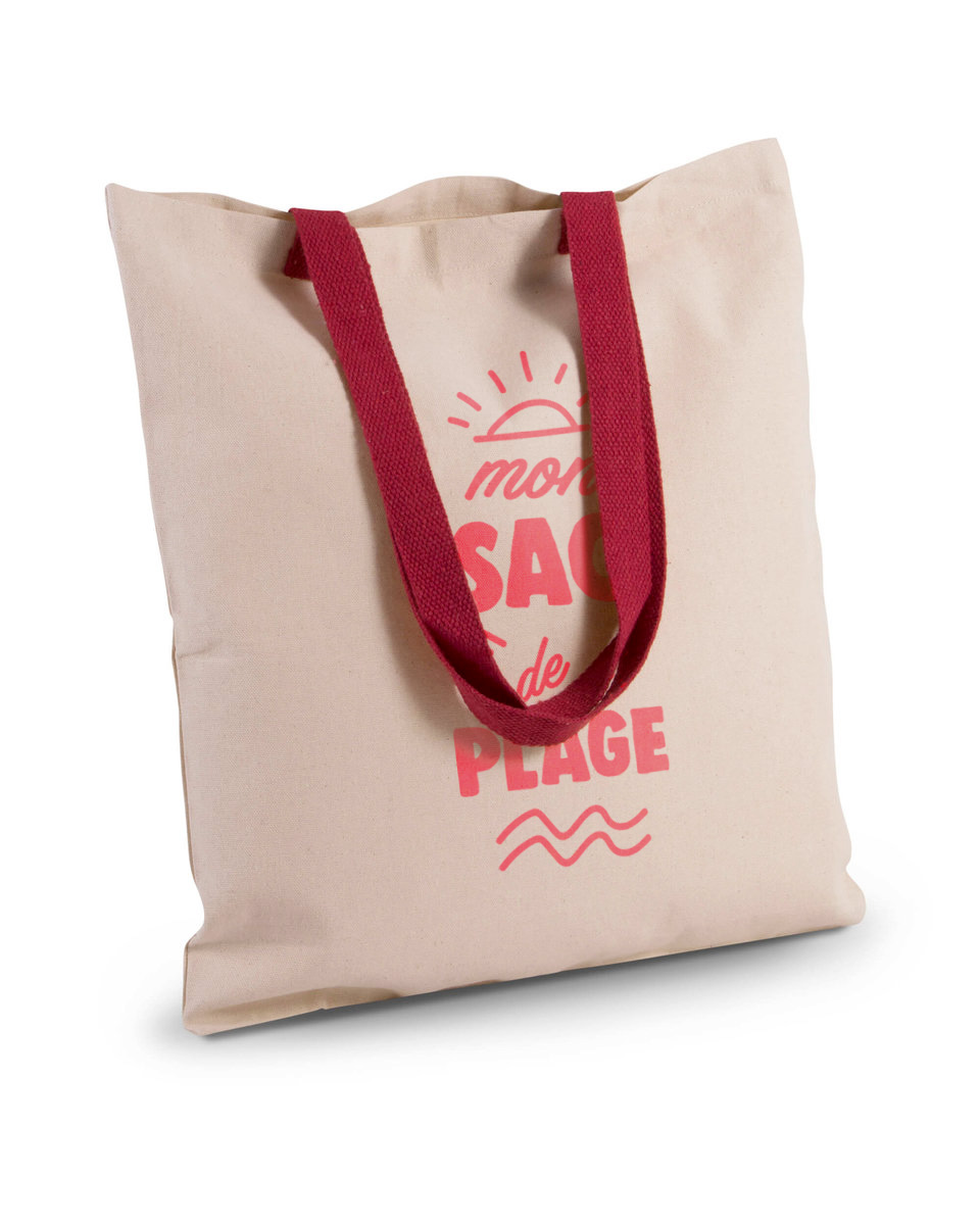 Sac shopping en toile avec poignée contrastée