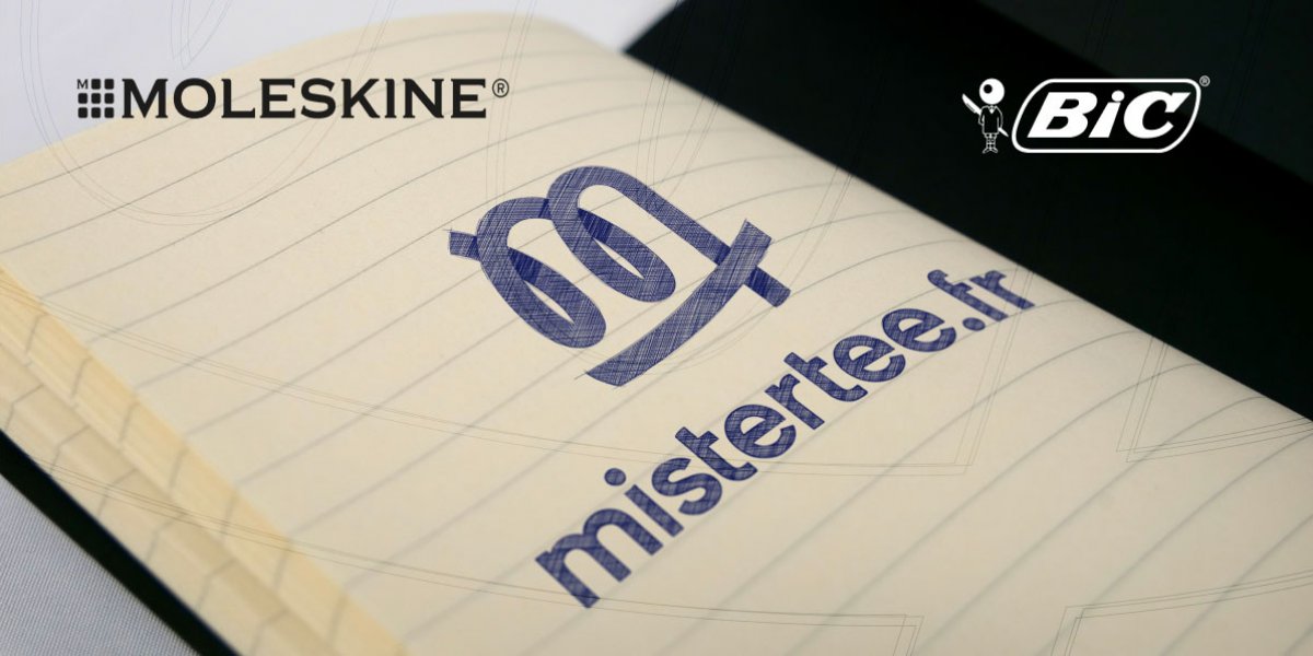 Mistertee.fr personnalise pour vous vos stylo-bille Bic et vos carnets Moleskine