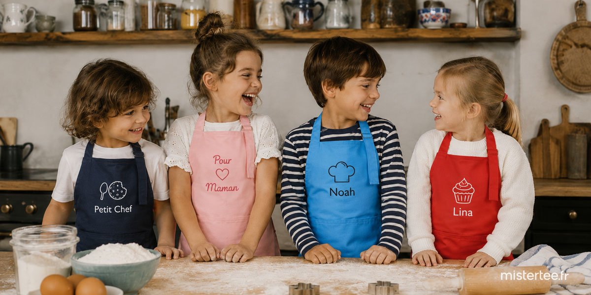 Tablier personnalisé pour enfant - broderie - impression - mistertee.fr