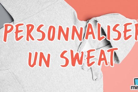 Visuel d'un sweatshirt gris avec un texte "Personnaliser un sweat" et le logo de mistertee.fr