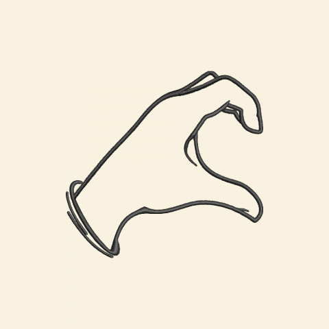 MAIN GAUCHE COEUR 7CM NOIR