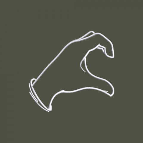 MAIN GAUCHE COEUR 7CM BLANC