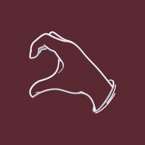 MAIN DROITE COEUR 7CM BLANC