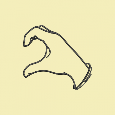 MAIN DROITE COEUR 7CM NOIR