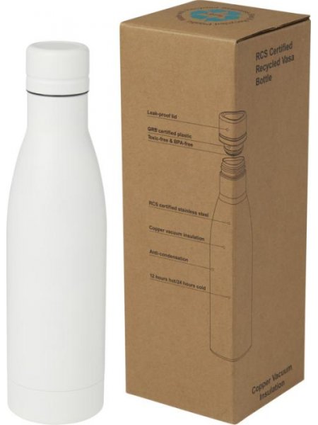 bouteille vasa recyclée blanche avec boite recyclée