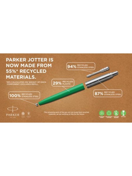 stylo vert parker Jotter à personnaliser recyclable 