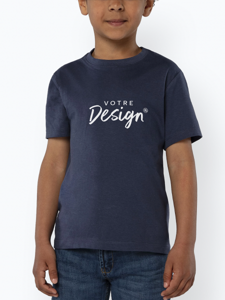 Mannequin enfant de face portant le t-shirt 11970-REGENT-KIDS couleur french marine