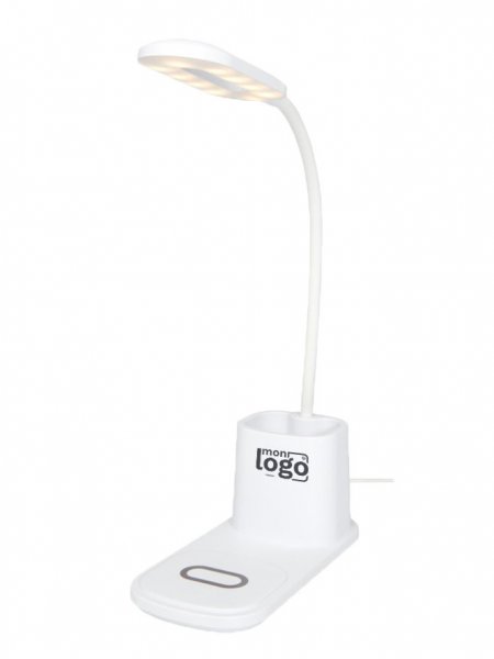 Lampe de bureau à personnaliser avec porte stylo et chargeur induction