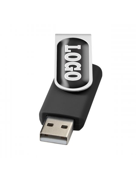 La clé USB rotative avec doming à personnaliser en coloris Noir