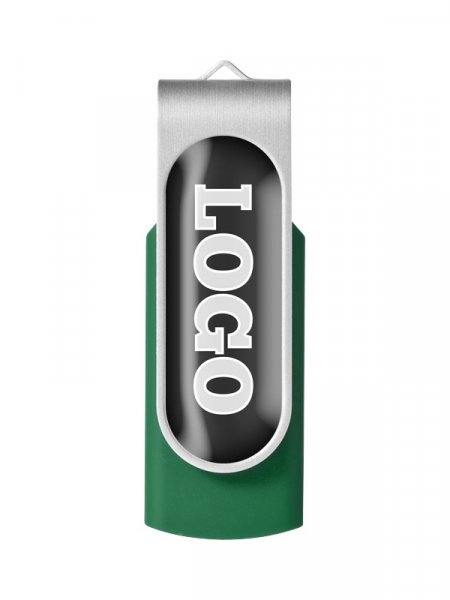 La clé USB rotative avec doming fermée en coloris Vert