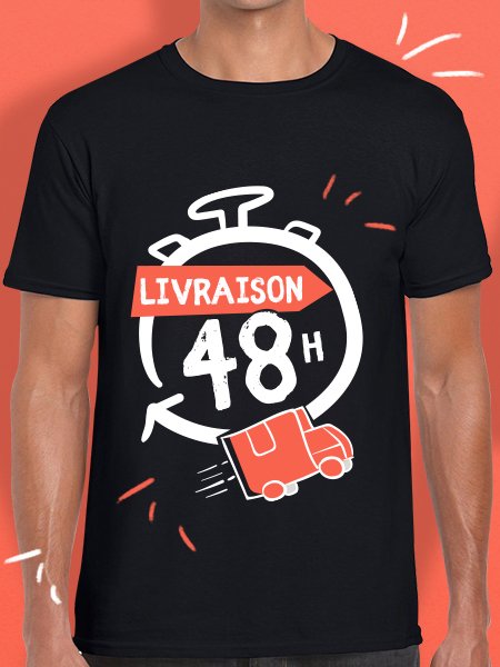 Le t-shirt noir à personnaliser en 48h chez vous Le t-shirt noir à personnaliser en 48h chez vous