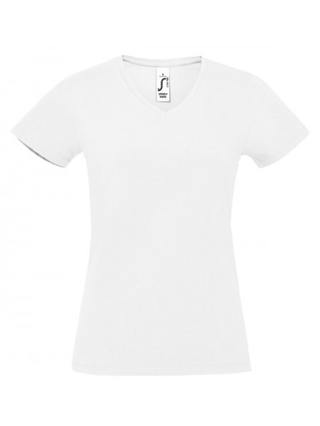 Tee shirt femme col V personnalisé épais Blanc