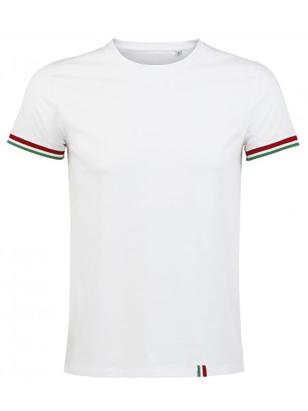 T-shirt homme personnalisé - liseré coloré Blanc/Vert prairie