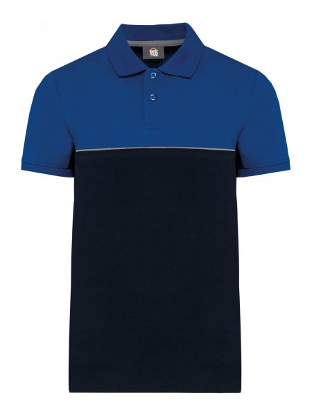 Polo workwear bicolore à personnaliser Navy / Royal Blue