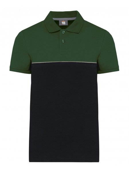 Polo workwear bicolore à personnaliser Forest Green