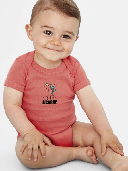 Body pour bébé Bambino coloris Corail avec exemple de logo imprimé