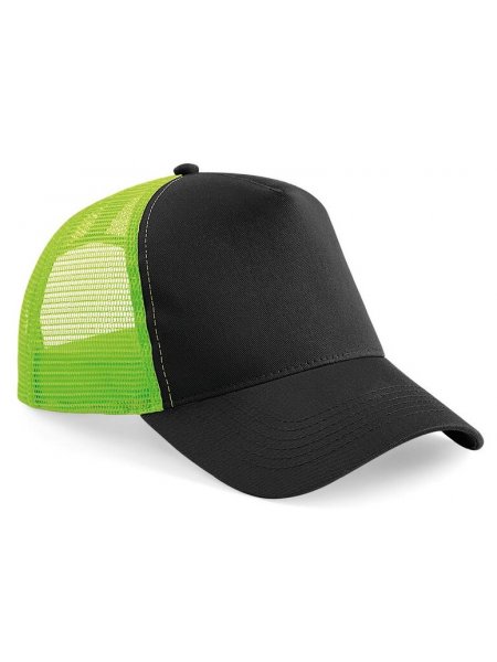 Casquette Trucker filet à personnaliser Black / Lime Green