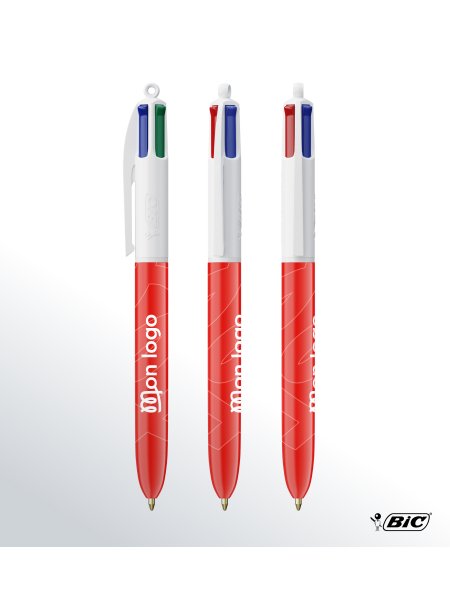 stylo bille rouge et blanc, 4 couleurs Bic à personnaliser avec votre logo 