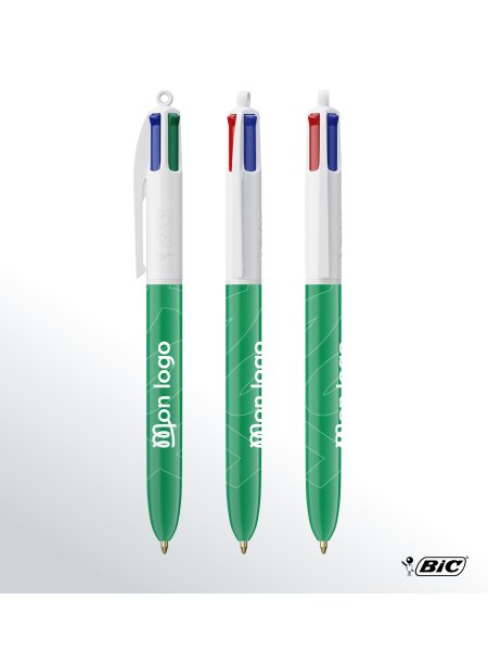 stylo bille vert et blanc, 4 couleurs Bic à personnaliser avec votre logo 