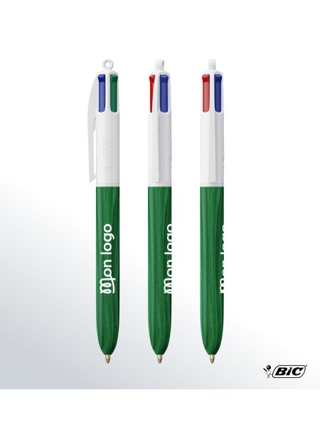 Exemple personnalisé du stylo-bille wood vert style avec logo 