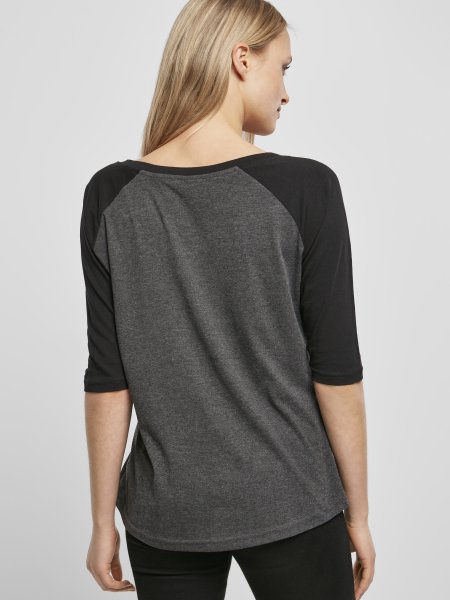 Dos du tee shirt pour femme style baseball et manches 3/4 en coloris Charcoal/Black