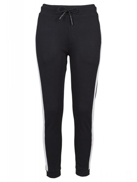 Pantalon jogging femme personnalisable - bande contrastée Black/White