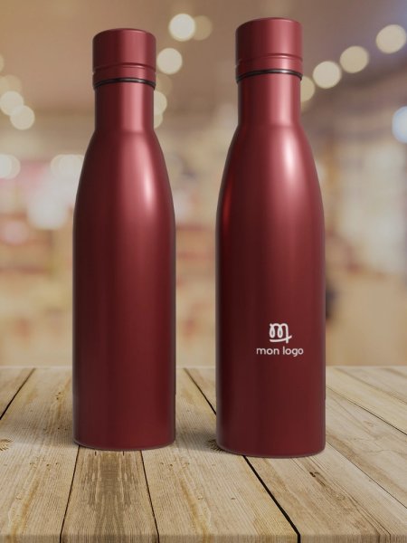 deux bouteilles vasa recyclée rouge avec votre logo