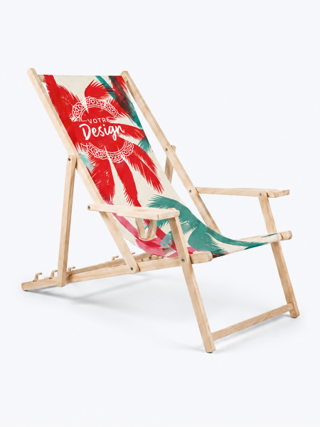 Chaise longue avec porte-gobelet et housse amovible personnalisable Chaise longue avec porte-gobelet et housse amovible personnalisable