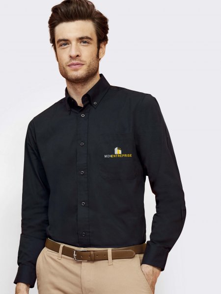 Exemple de logo floqué sur la chemise Bel Air en coloris Noir