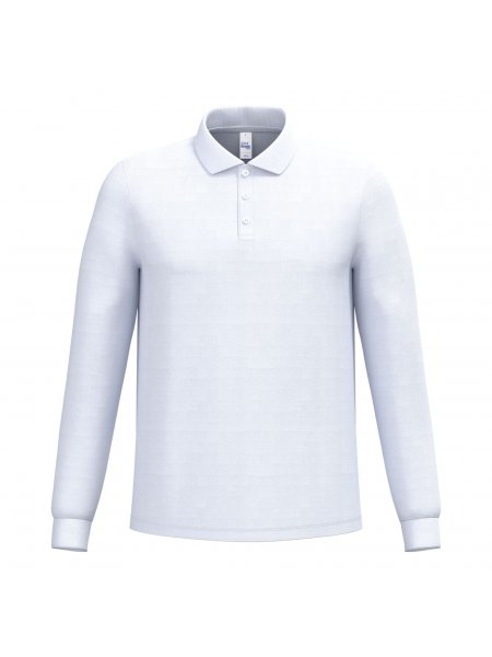 Polo piqué manches longues homme Basic personnalisable White