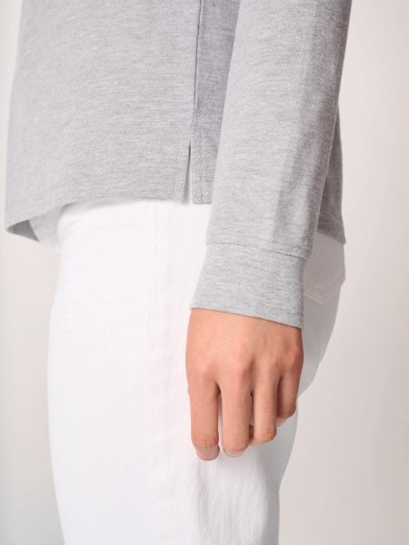 Zoom sur la manche du Polo piqué manches longues Basic femme