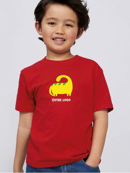 Tee shirt enfant Imperial Kids coloris rouge avec exemple de logo imprimé