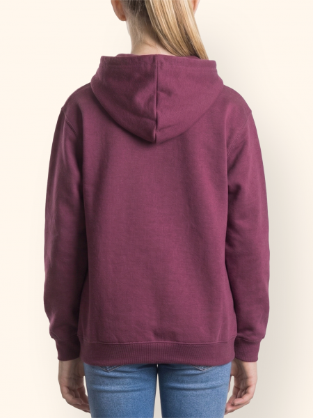 Mannequin enfant de dos portant le sweat à capuche JH01J couleur burgundy Mannequin enfant de dos portant le sweat à capuche JH01J couleur burgundy