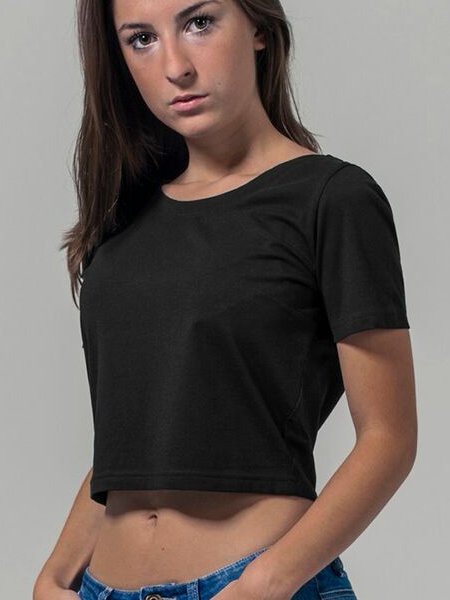 T-shirt crop top femme personnalisable BY042 en coloris Black