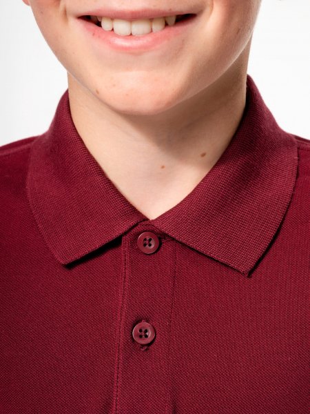 zoom sur le col du Polo piqué Bio enfant personnalisable zoom sur le col du Polo piqué Bio enfant personnalisable