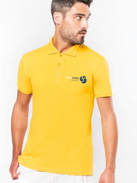 Polo homme manches courtes K241 en coloris yellow avec exemple de logo imprimé