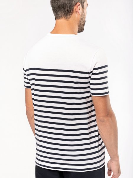 Dos du tee-shirt marin rayé K3033 en coloris white / navy