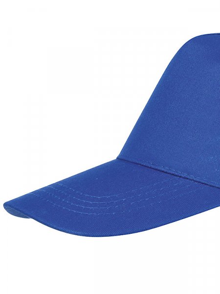 Vue de profil de la casquette 5 panneaux KP116 personnalisable en coloris Royal Blue