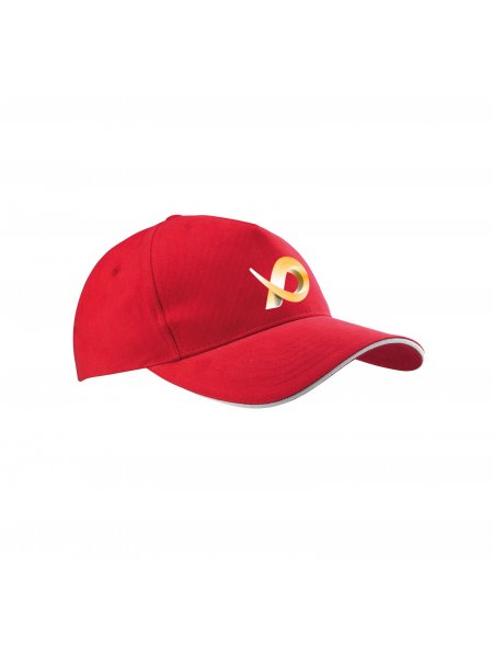 Exemple de logo floqué sur la casquette KP124 en coloris Red/White