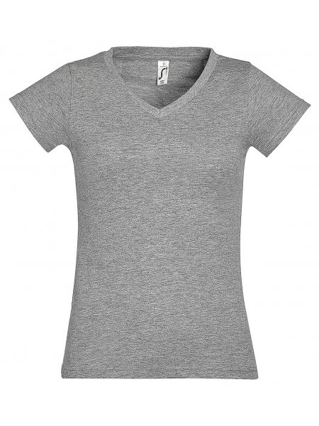 T-shirt col V femme personnalisé pas cher Gris chiné