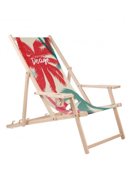 Chaise longue avec porte-gobelet et housse amovible personnalisable Chaise longue avec porte-gobelet et housse amovible personnalisable