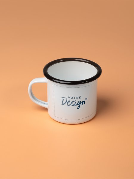 Mug blanc émaillé à personnaliser 