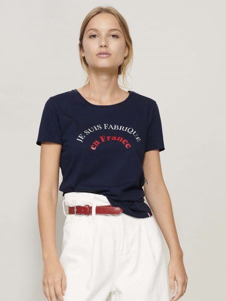 Exemple de logo floqué sur le t-shirt made in France pour femme Lola