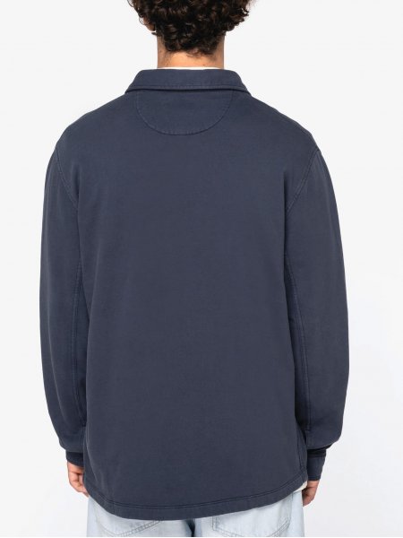 mannequin homme de dos portant la Surchemise écoresponsable délavée en molleton gratté homme personnalisable mannequin homme de dos portant la Surchemise écoresponsable délavée en molleton gratté homme personnalisable