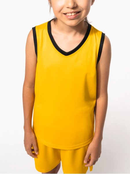 mannequin enfant fille de face portant le Maillot de basket-ball enfant PA4052