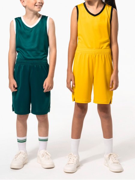 mannequin enfant fille et garçon de face portant le Maillot de basket-ball enfant PA4052