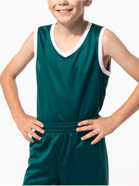 mannequin enfant garçon de face portant le Maillot de basket-ball enfant PA4052